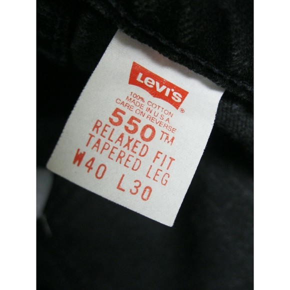 Levis 550 Black Jeans Tag 40X30 (M: 39X30) Relaxed Tapered USA Vintage - Picture 3 of 13